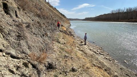 Members of the Quaternary Palaeontology team on the river bank.