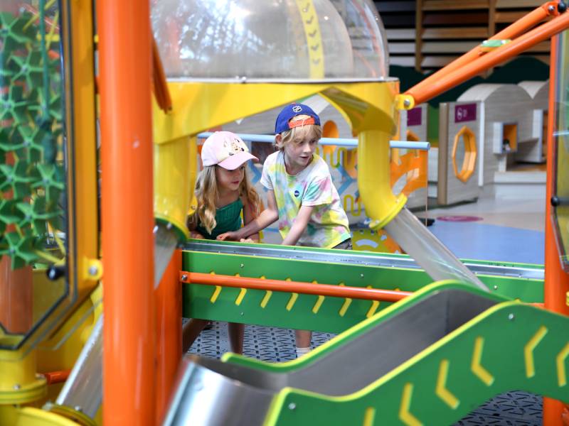 two children playing in the Children's Gallery