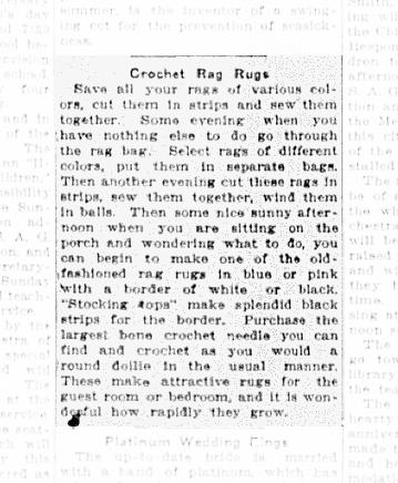 crochet rag rugs newspaper clipping