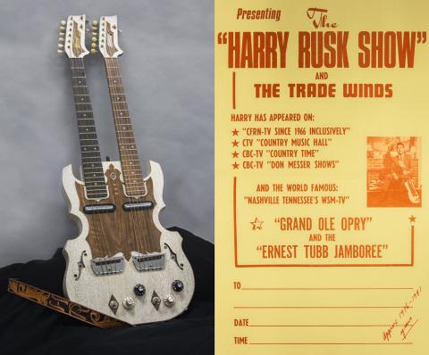 Harry Rusk's guitar and show poster