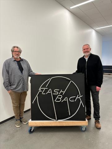 David Johnston and Darrin Hagen with the Flashback sign at RAM