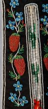 A close-up image of beaded strawberries from a Métis octopus bag