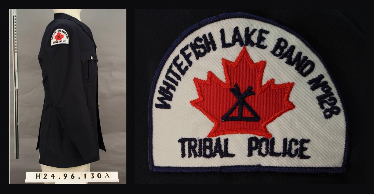 Whitefish Lake #128 Tribal Police Jacket and police patch. 